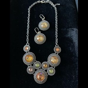 Custom multi colored stone necklace and earring set